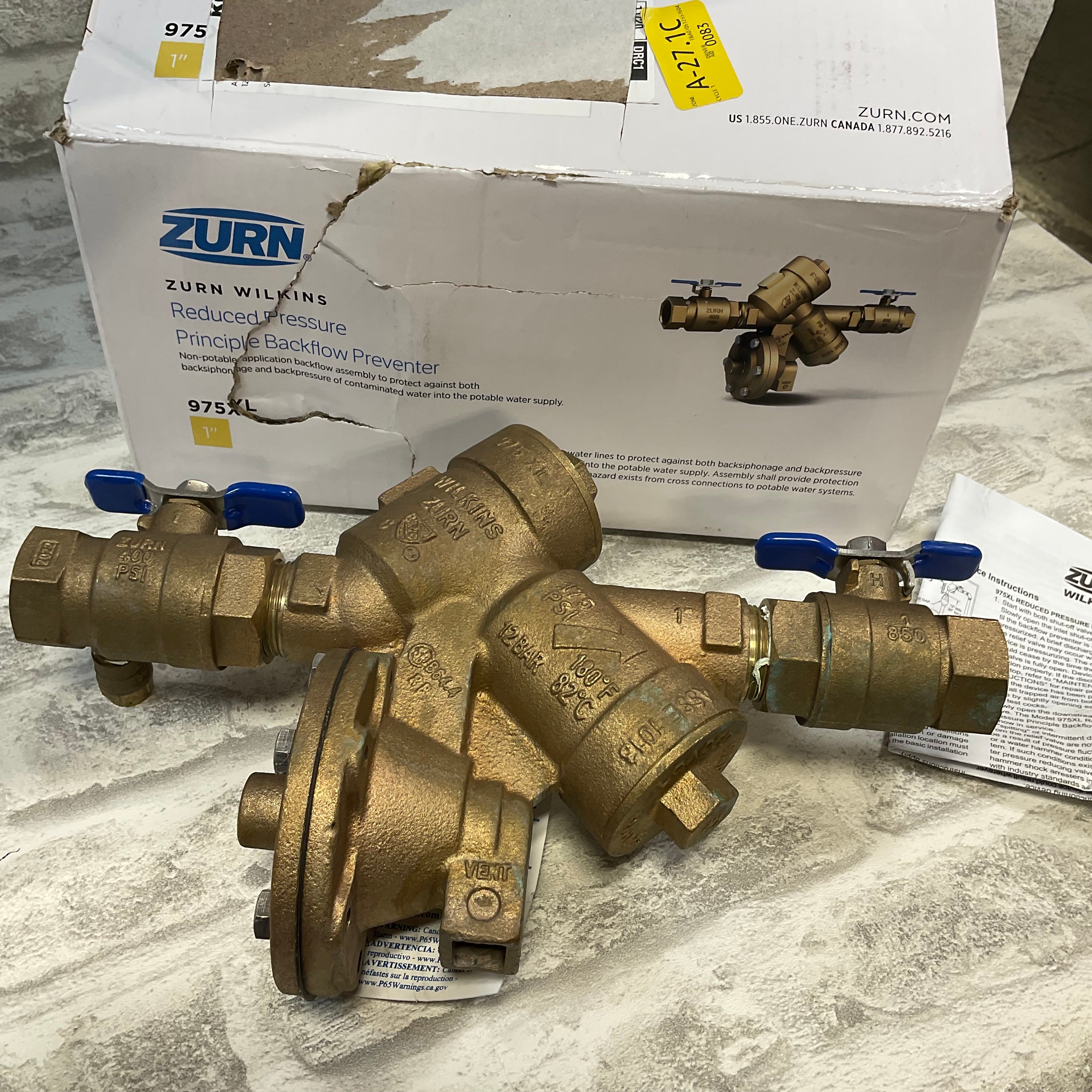 Zurn 1 in. Brass Reduced-Pressure Backflow Preventer (7520346439918)